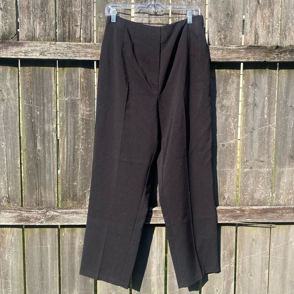 Primark Womens Black Wide‎ Leg Trousers High Waist Pleated Dress Pants 10